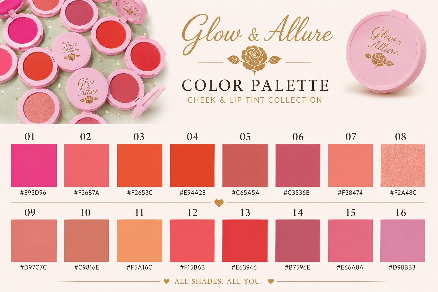 Glow & Allure Color Palette – Cheek & Lip Tint